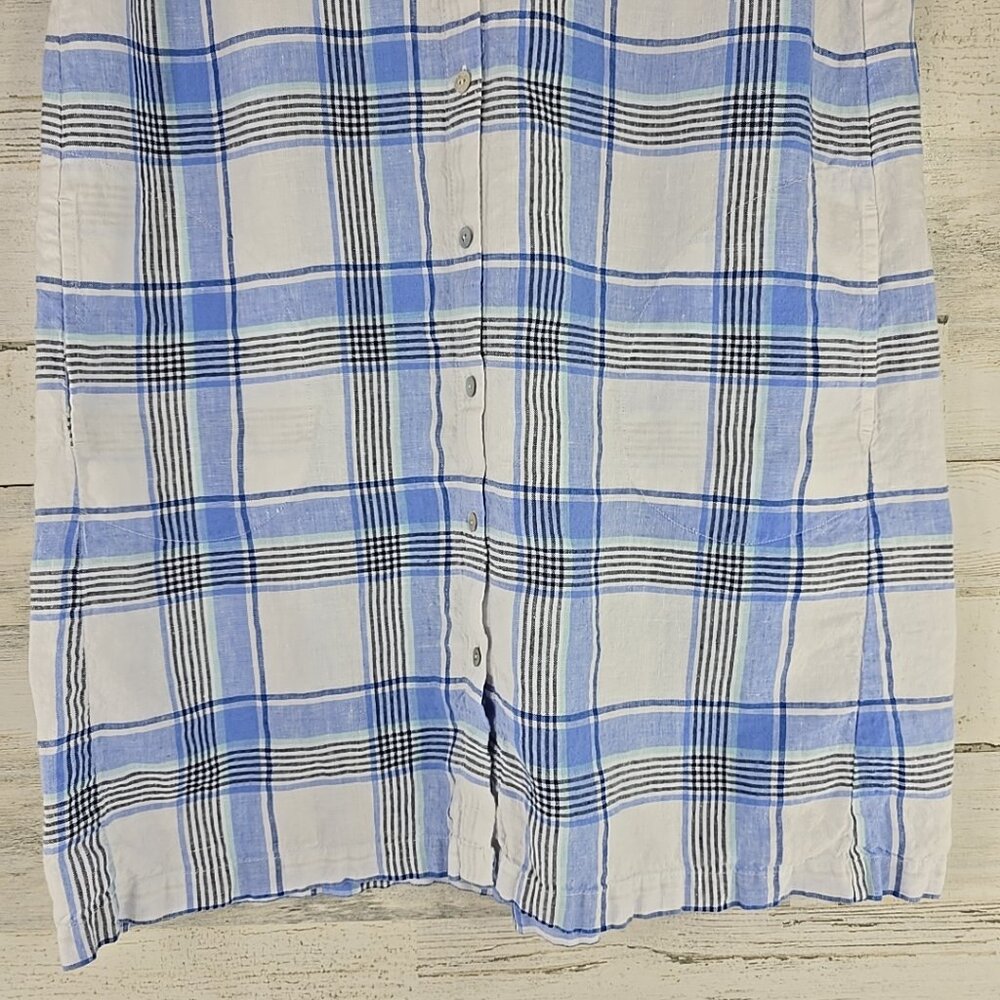 J. Jill Love Linen Plaid Full Button Up Shift‎ Dress WOMEN'S SIZE MEDIUM PETITE. - Picture 5 of 16